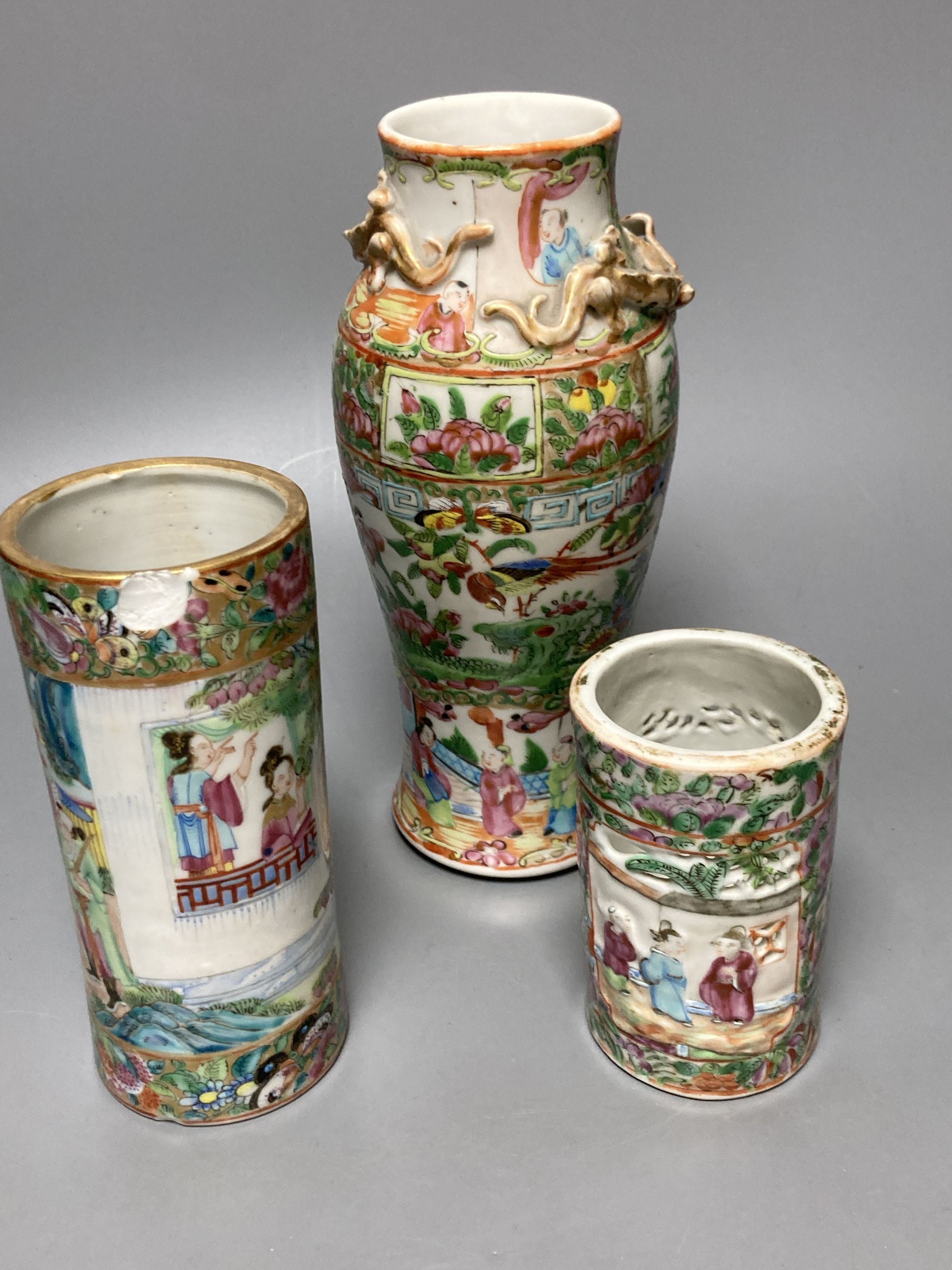 Three Canton vases